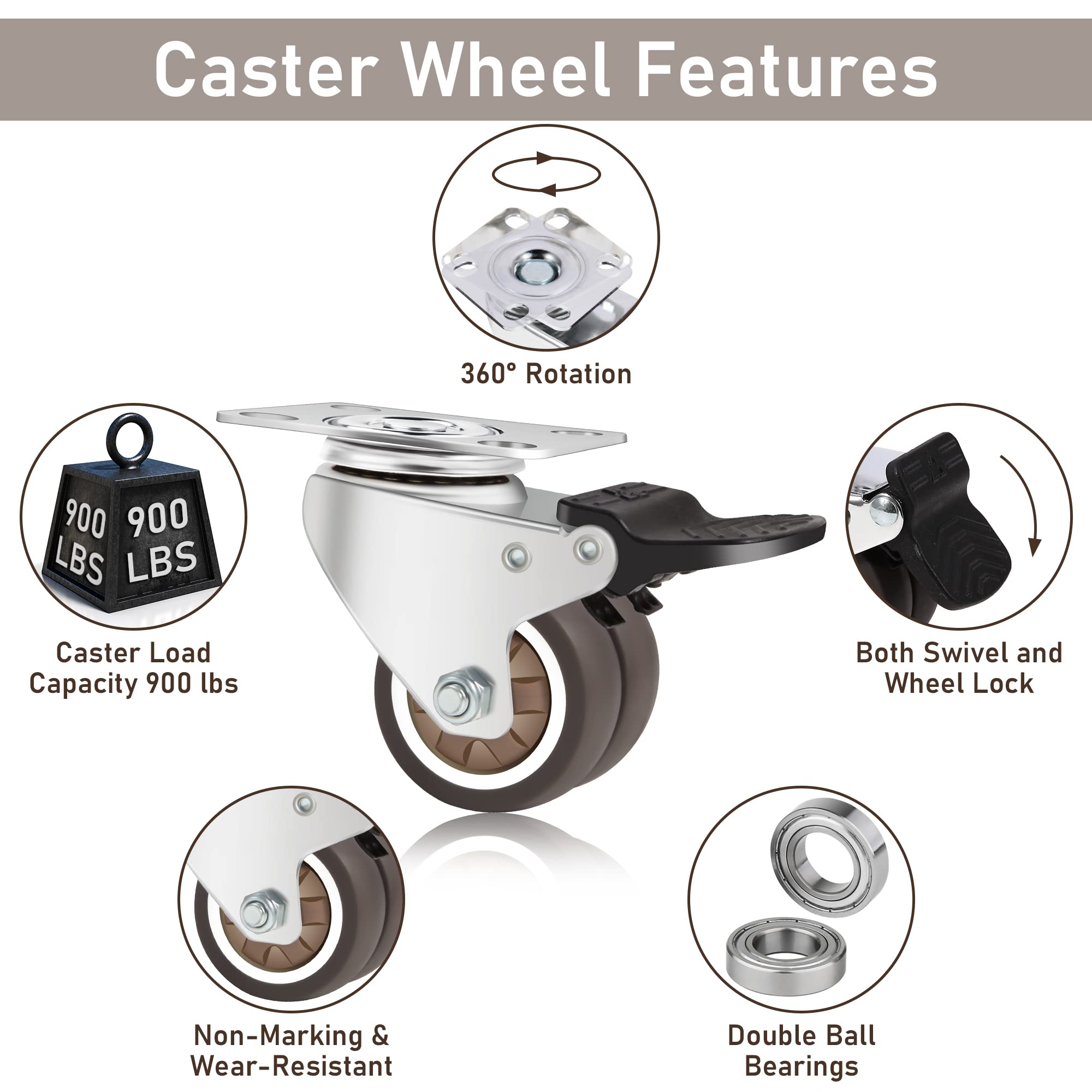 Snapklik.com : Nefish 2 Inch Swivel Rubber Caster Wheels For Furniture ...