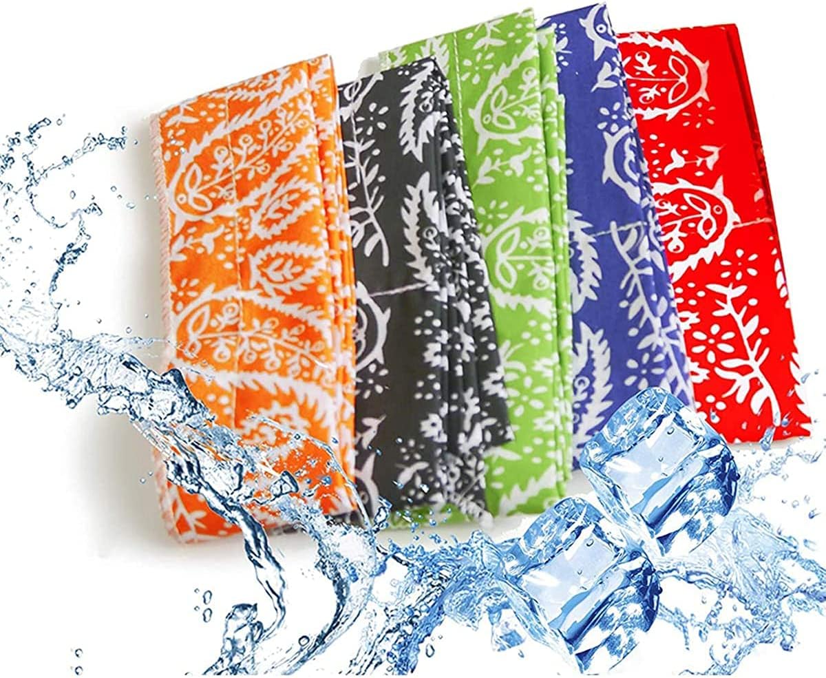 GUGELIVES ICE COOL SCARF Neck Wrap Cooling Scarf, for Extremely Hot Weather inflated in 8-10 mins on soaking in water for golf, outdoor, walking, All Outdoor Activities. 5 Pcs