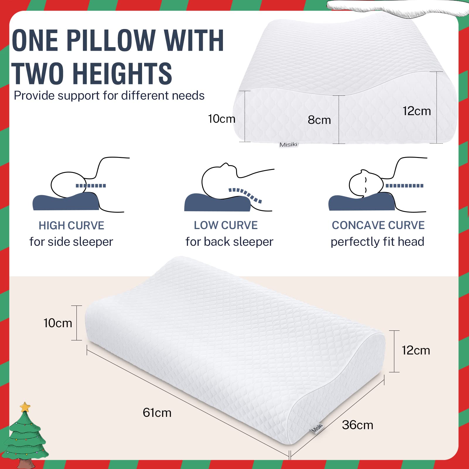 Buy Cervical Pillow for Neck Pain Misiki Firm Memory Foam Pillows