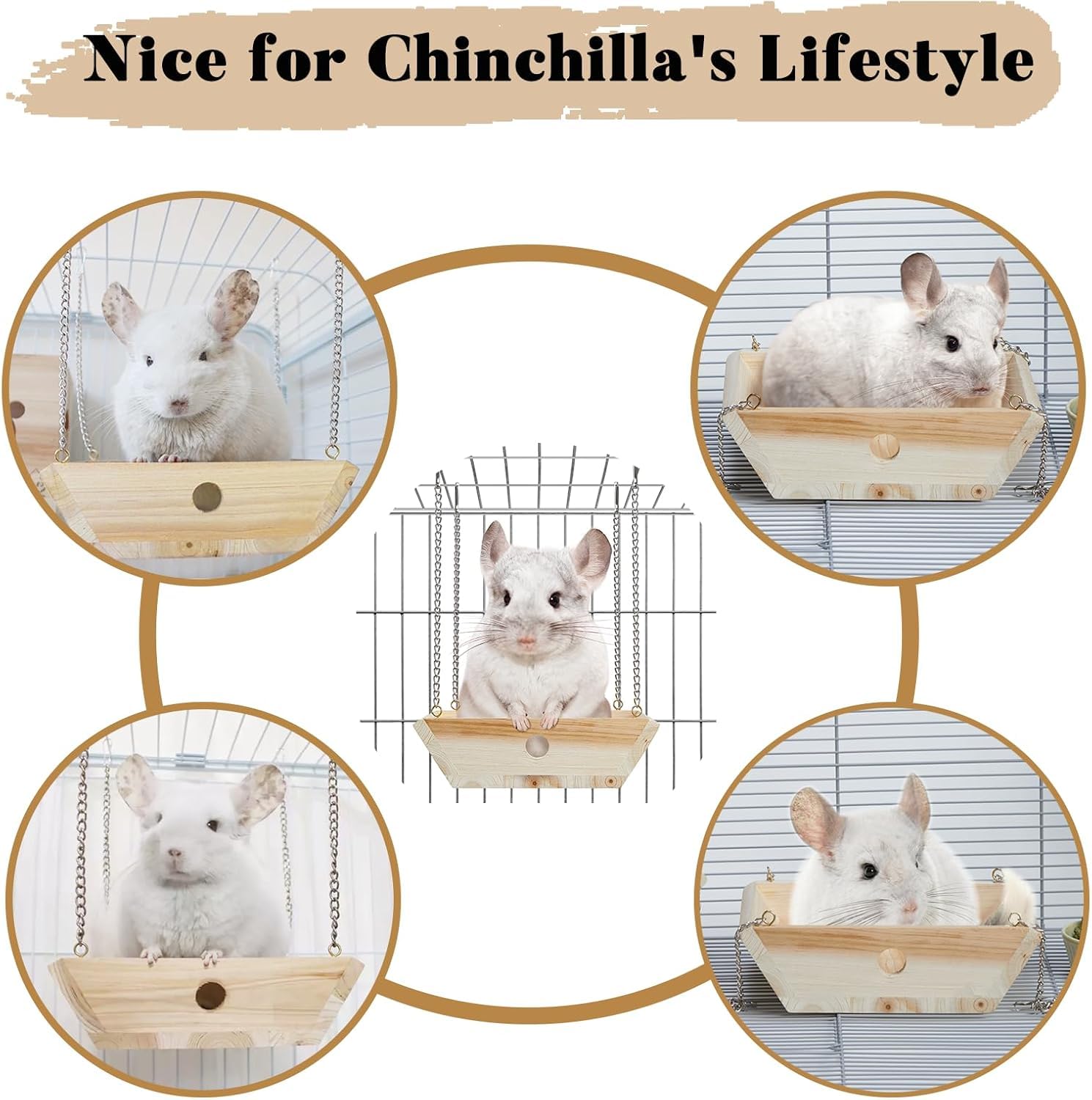 Snapklik.com : Natural Wood Chinchilla Hammock For Cage Swing
