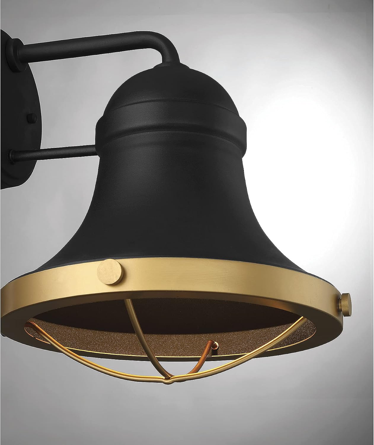 Savoy House 5-179-137 Belmont Industrial Modern Dark Sky Friendly Outdoor Metal Wall Lantern, 1-Light 60 Watt, 13" H x 12" W, Textured Black with Warm Brass Accents