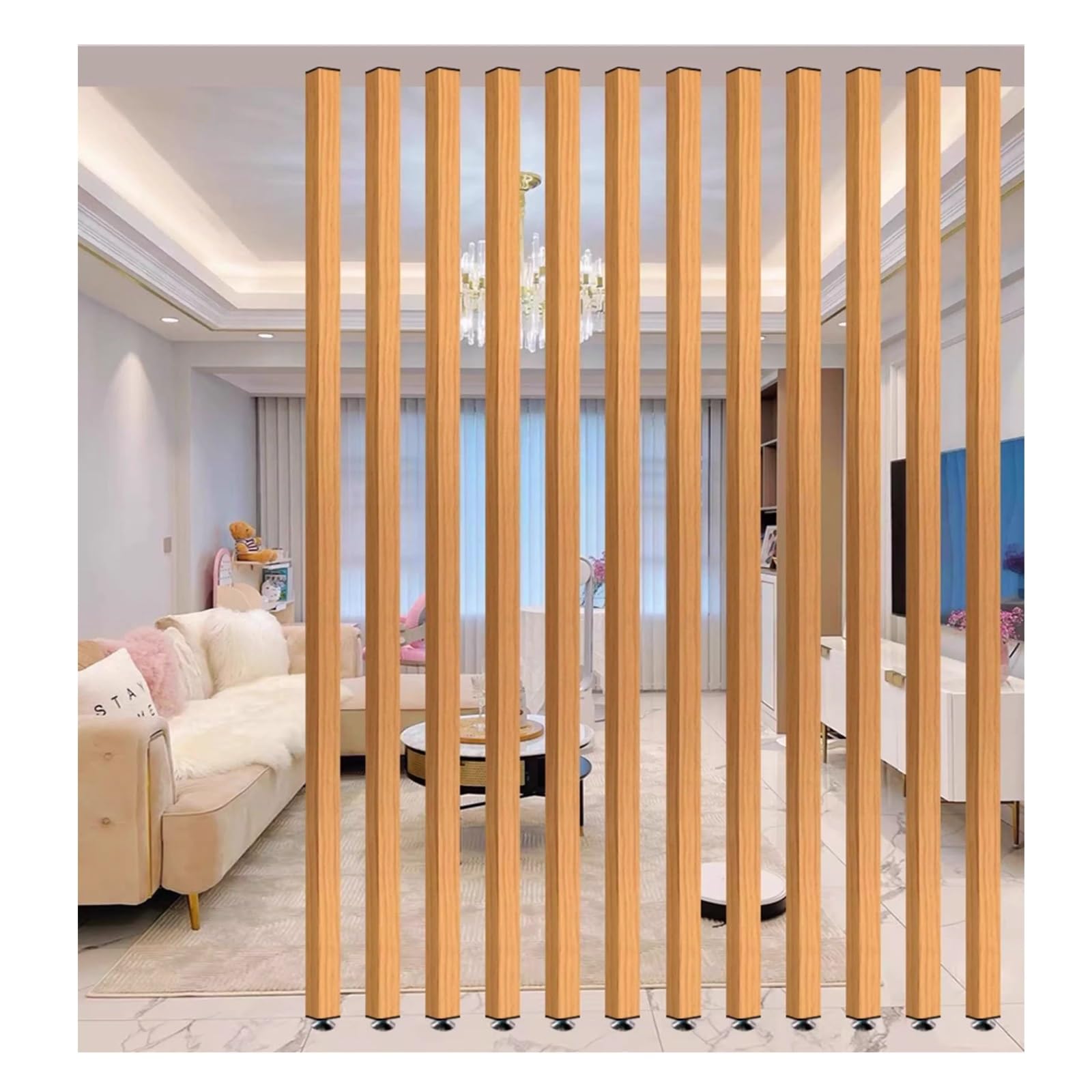 Biombo Separador de Ambientes， Divisor De Ambientes De Listones De Aleación de Aluminio De Piso A Techo， para Escaleras De Pasillo, Panel Divisor De Pared(9root,200cm/78.7in/6.56ft)