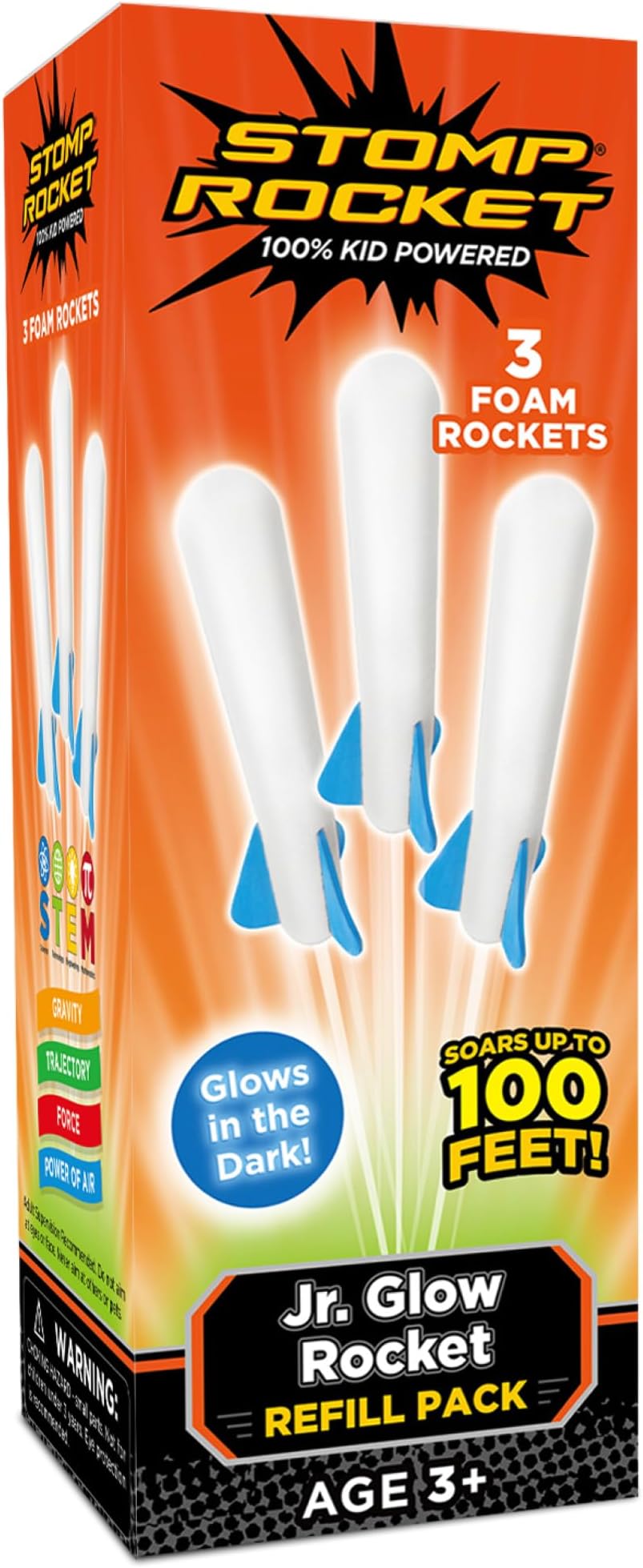 Stomp Rocket 36504401 Junior Glow Ersatzraketen, 3-er Pack