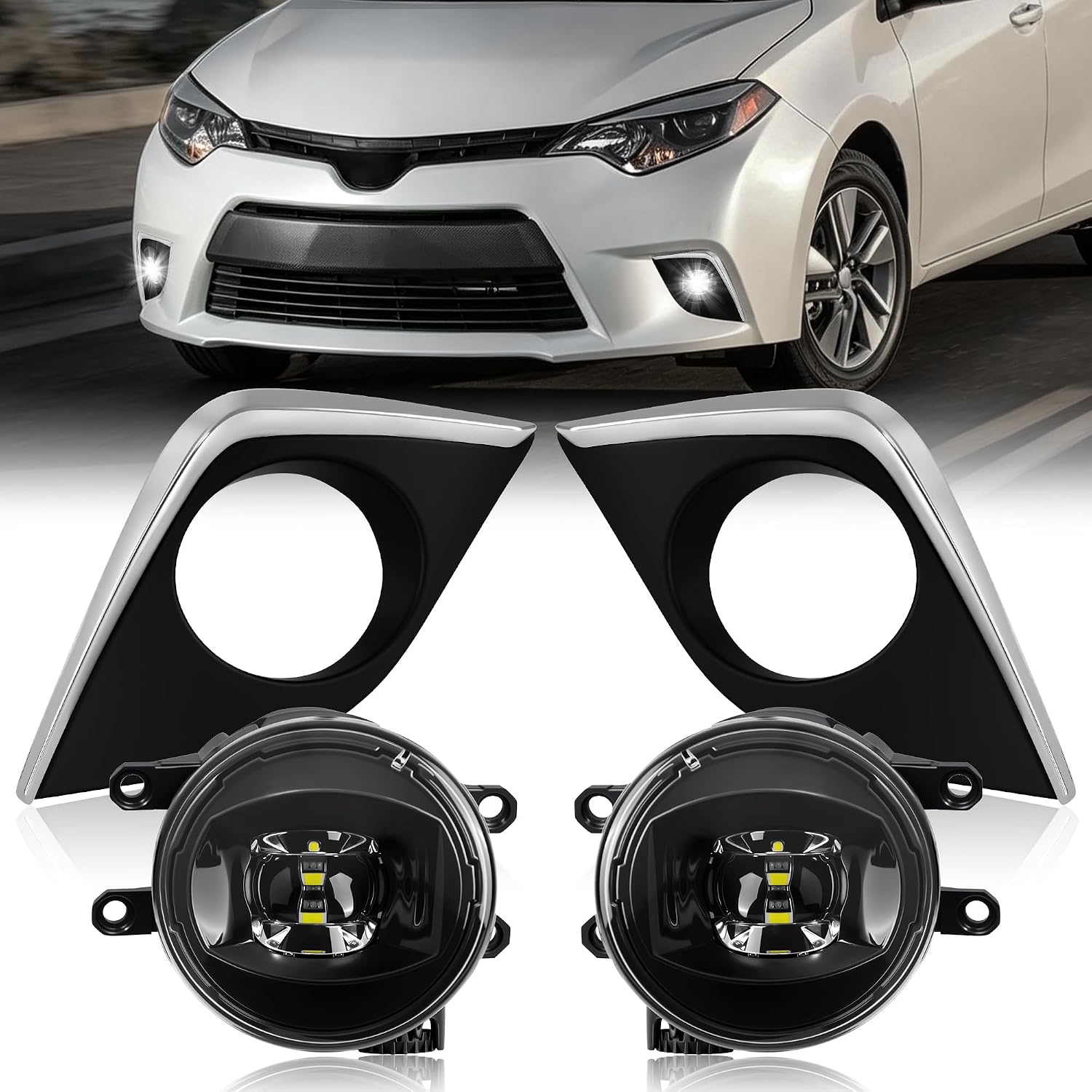 LED Fog Light for 2014 2015 2016 Corolla Altis CE ECO L LE (Not Fit for SE/S type),Fog lamp Assembly Replacement, IP67 Waterproof, Clear Lens,Include Fog Wiring Harness