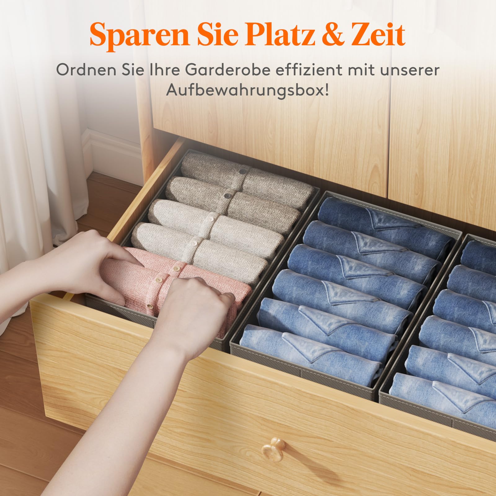Lifewit 6 Set Schubladen Organizer Kleidung, Aufbewahrungsbox Jeans Ordner für Kleiderschrank mit 6 Trenner, Faltbare Schrank Organizer 42 x 27 x 17 cm/16x10x7'' für Hosen T-Shirts Pullover Leggings