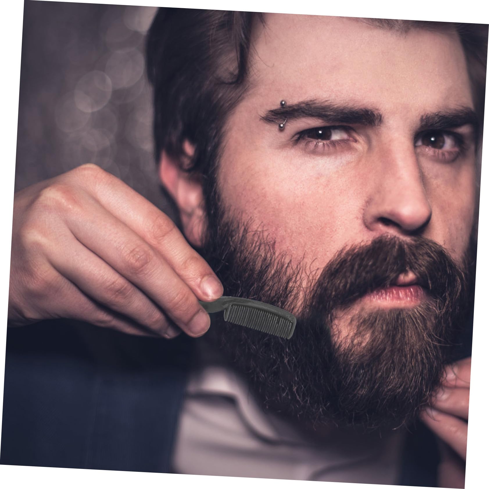 Forbici per Barba e Sopracciglia in Acciaio Inossidabile Set 3 Pezzi Rifinitura Precisa Custodia in Pelle Pu e Portatile per Uomo a Casa o Salone