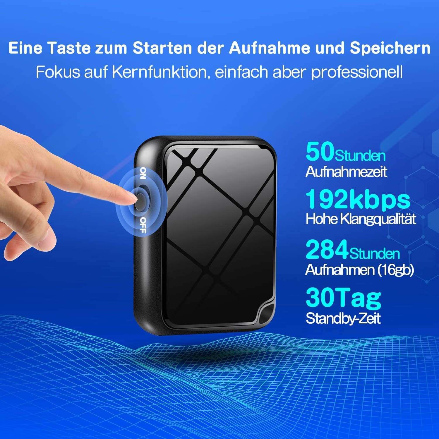 Mini Diktiergerät, TDW Mini Aufnahmegerät 16GB Diktiergerät mit Mikrofon Stimmenaktivierung Klein Abhörgerät Voice Recorder für Aufzeichnung Vorlesung Treffen Interview, Schwarz (16, GB)