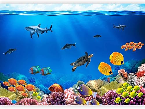 artgeist Mural de pared Mundo submarino, 173 x 124 pulgadas, papel tapiz autoadhesivo removible, gran adhesivo, decoración de pared, imagen impresa,