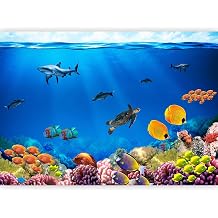 artgeist Wall Mural Underwater World 154x110 in - Peel and Stick Self-Adhesive Wallpaper Removable Large Sticker Foil Wall Decor Print Picture Image Design Island Fish Turtle Sea Ocean 10110903-3