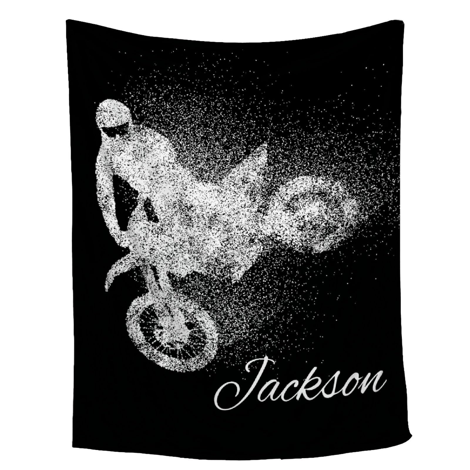 Custom Dirt Bike Motorbike Blanket, Personalized Motorcycle Lover Gift, Ultra Soft Name Blanket, 50