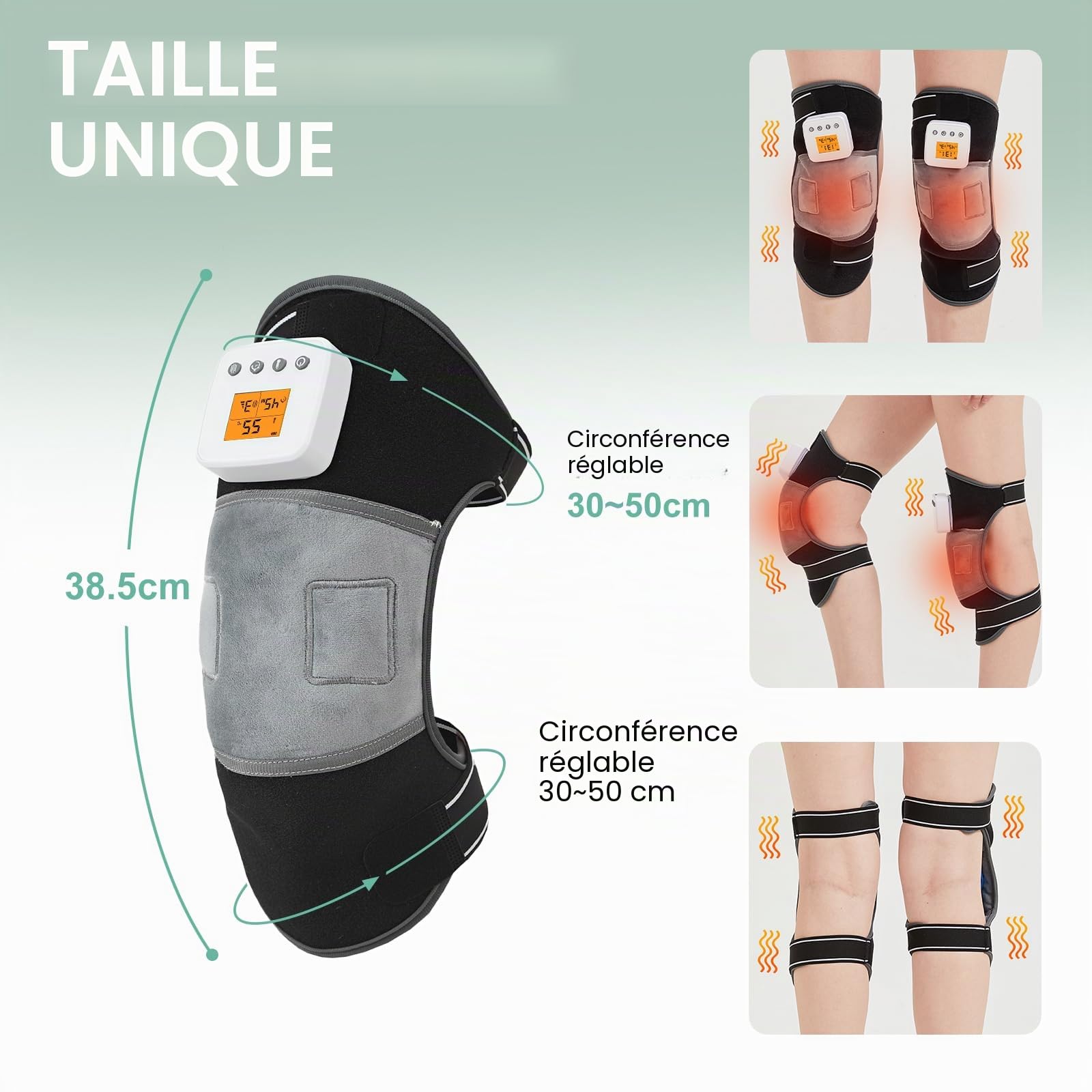 JOBYNA Électrique Coussin Chauffant Pieds, Chauffage Rapide 5 Secondes, Contrôle Température Minuterie, Sans Fil Massage Vibration