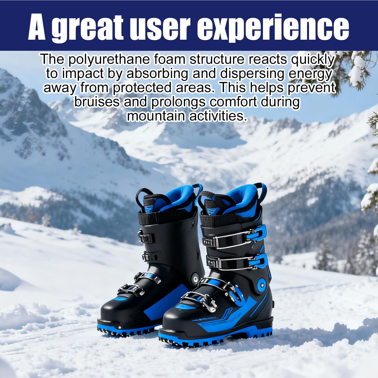 Penitue 2pcs Protège Tibias de Ski, Protège-Tibias de Snowboard en Mousse Épaisse pour Chaussures Protection Anti-Chocs
