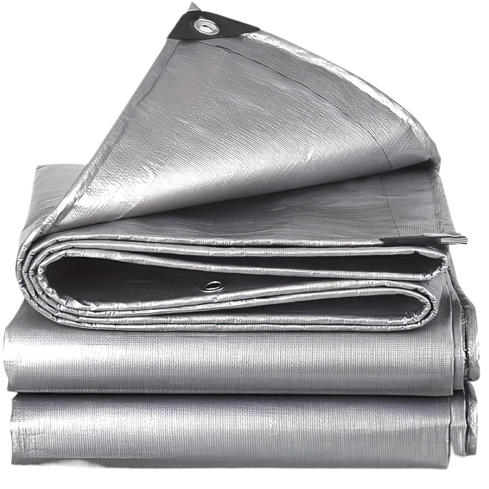 Waterproof Tarp, Camping Tarpaulin Canopy Rain Shade Tent Cover Awning Silver Multiple Sizes(5mx8m)