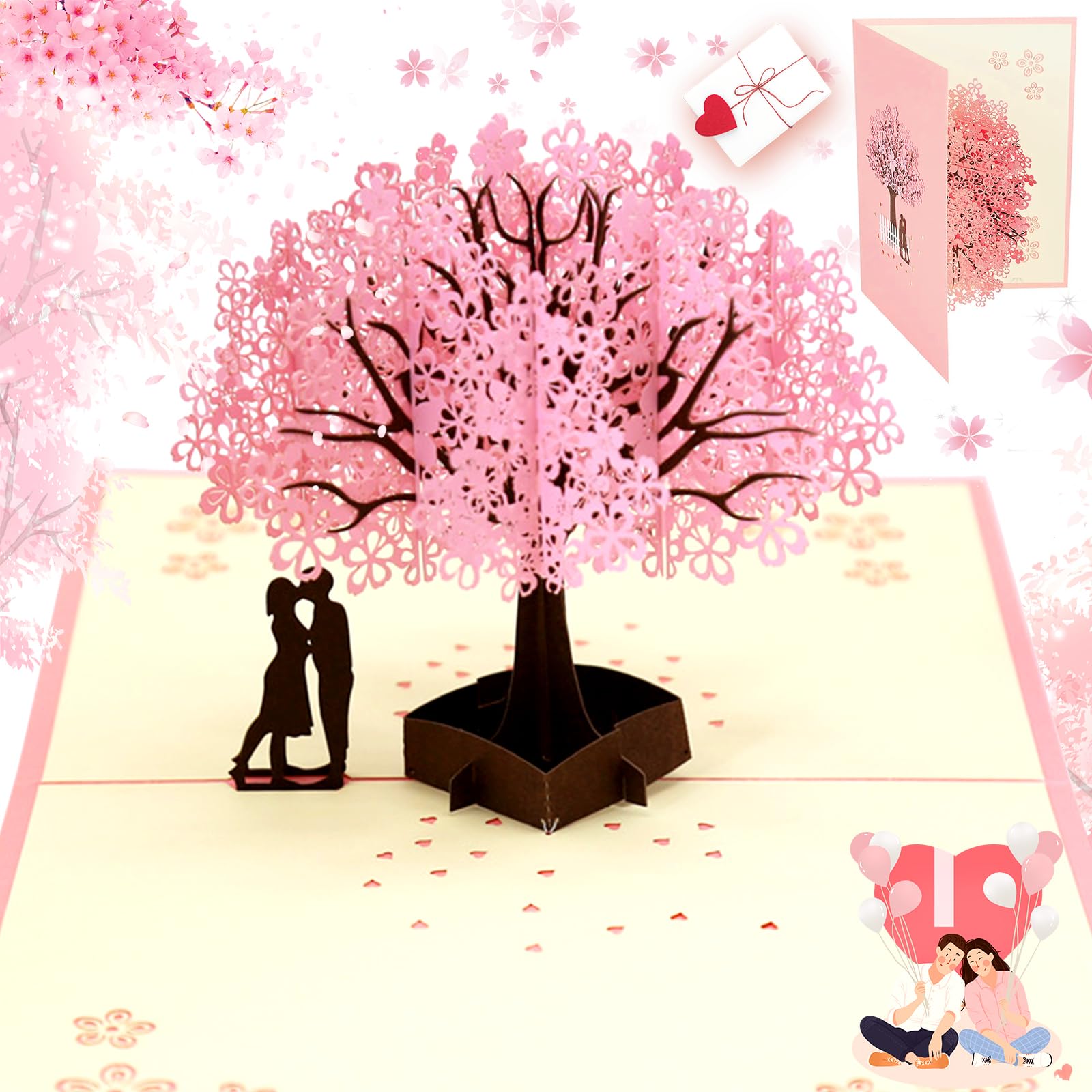 Tarjeta de Felicitación Pop Up 3D, Tarjeta de Boda 3D,Tarjeta de Invitación Tarjeta de Aniversario, Tarjeta de san Valentin con sobre, para Novios, Novias, Aniversario, San Valentín, Graduación