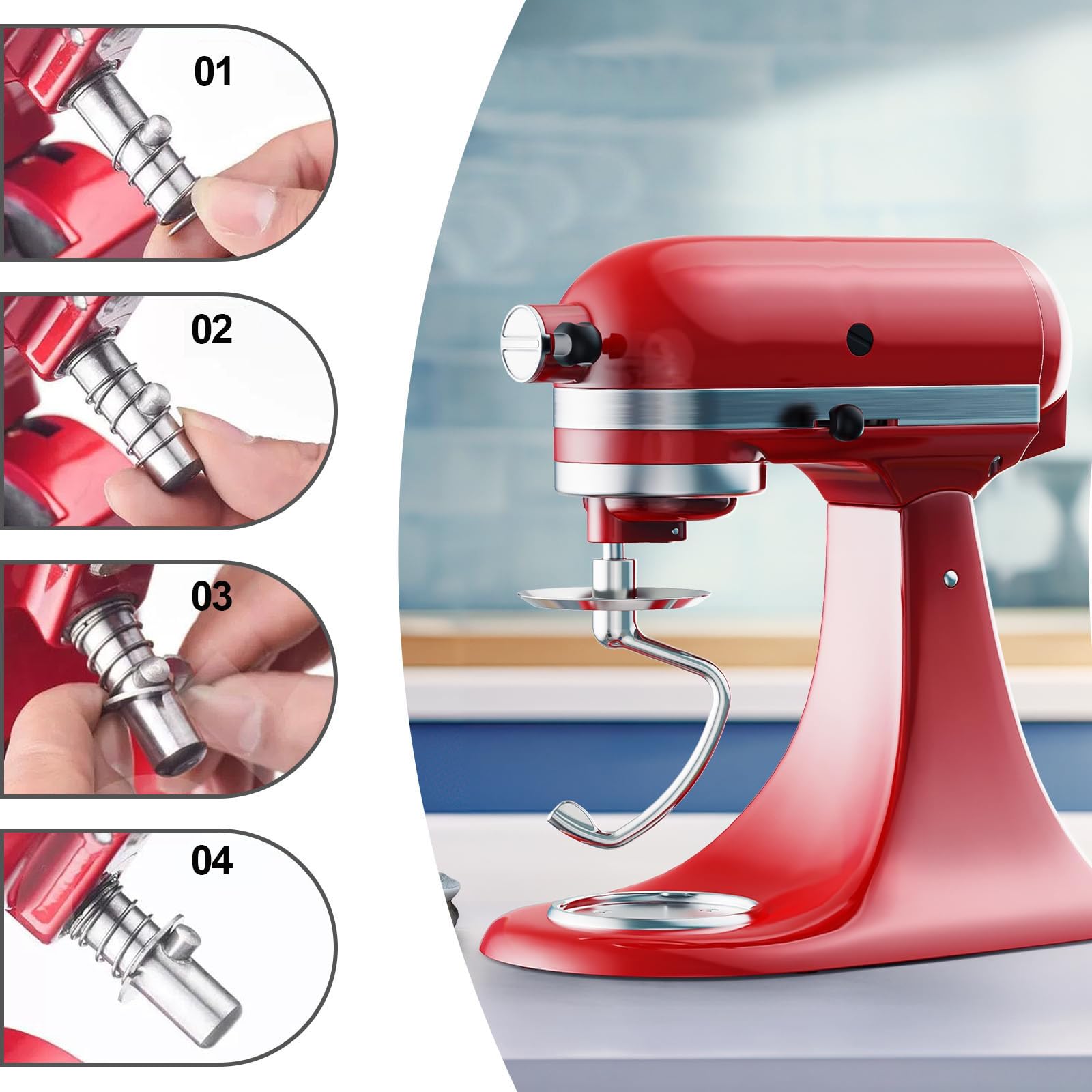 4 sztuki sprężyn i podkładki ze stali nierdzewnej do miksera stojącego Kitchen Aid, akcesoria zamienne, kompatybilne z mikserem stojącym Kitchen Aid 3,5/4/5/6/7/8 Quar