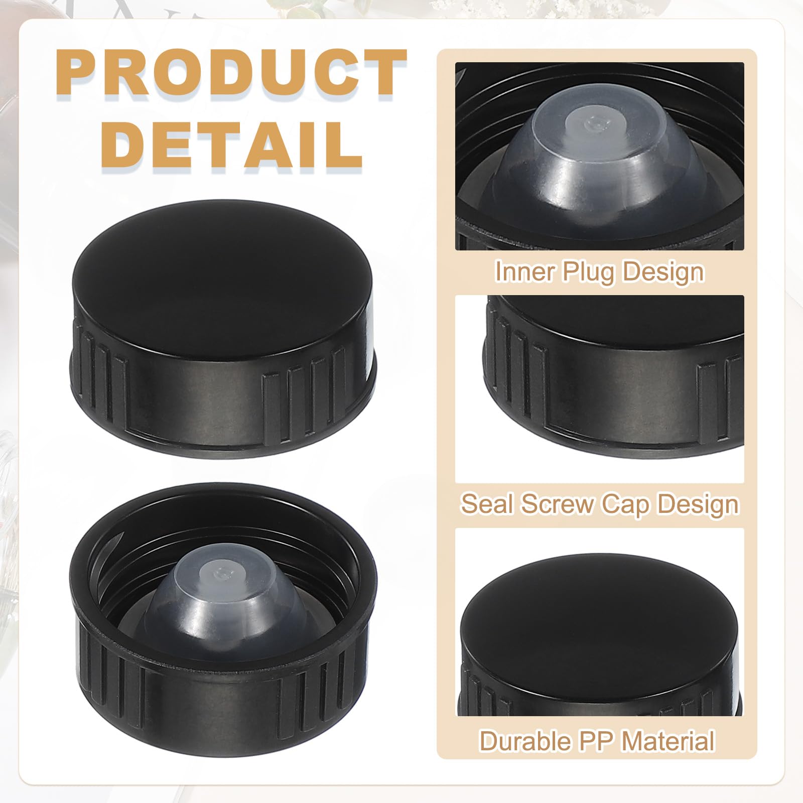 QUARKZMAN 32 Pezzi Copertura In Resina Fenolica 28mm Tappi A Vite Con Guarnizione In Poli Tappi Di Plastica Di Ricambio Tappi Filettati In Plastica Per Bottiglie Di Chimici Nero