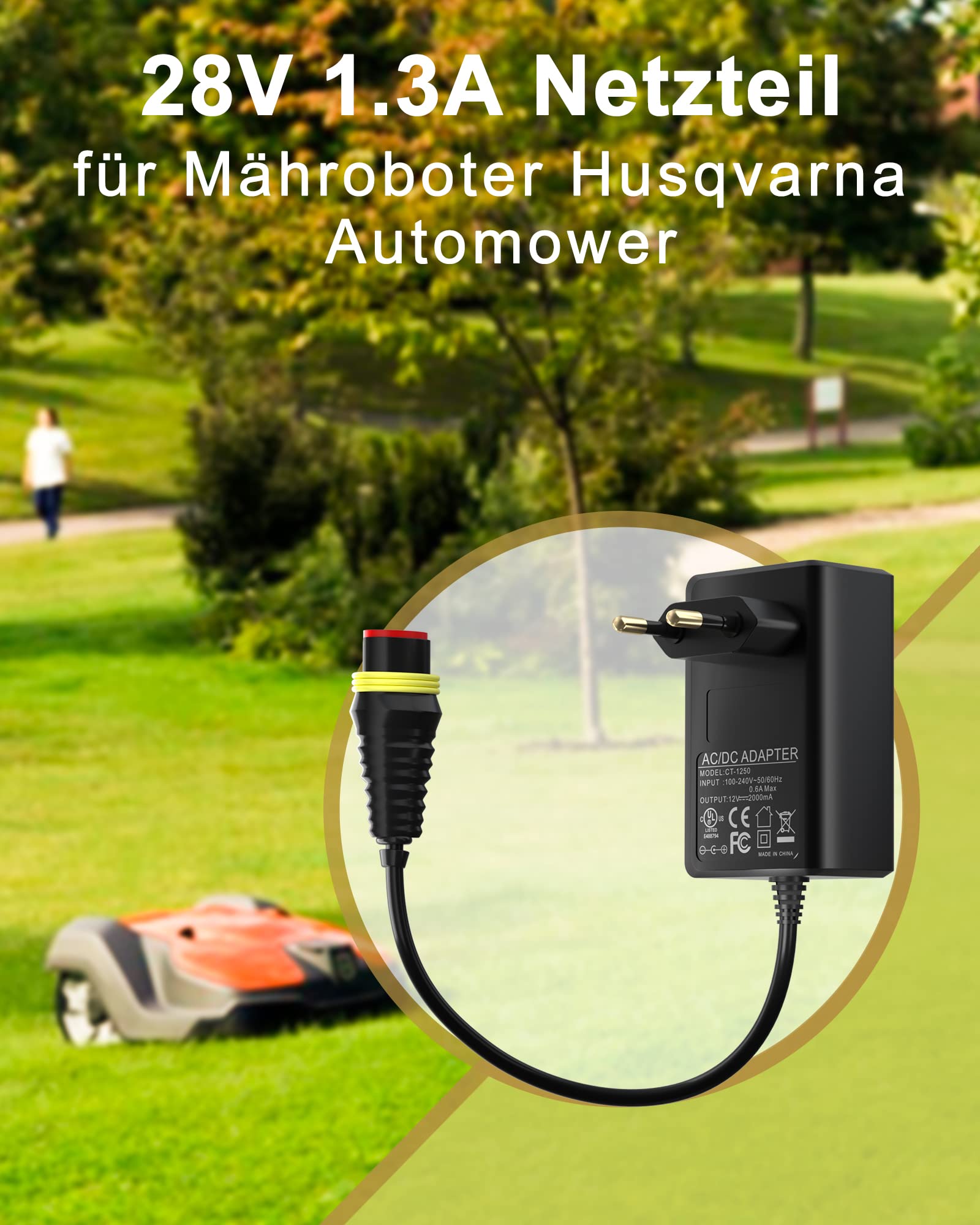 Alimentatore 28 V 1,3 A per Husqvarna Automower 105 305 310 315X 40X 415X 2016-2022, 310 Mark II, 315 Mark II, McCulloch Rob R600