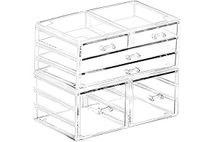 Clear Acrylic Jewelry Organizer: Stackable 6 Drawers for Bathroom Countertop