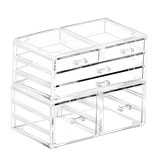 Miniatura 9 de Cq acrylic - Organizadores apilables transparentes para maquillaje y almacenamiento con 8 cajones, organizador de gabinete de medicina de acrílico