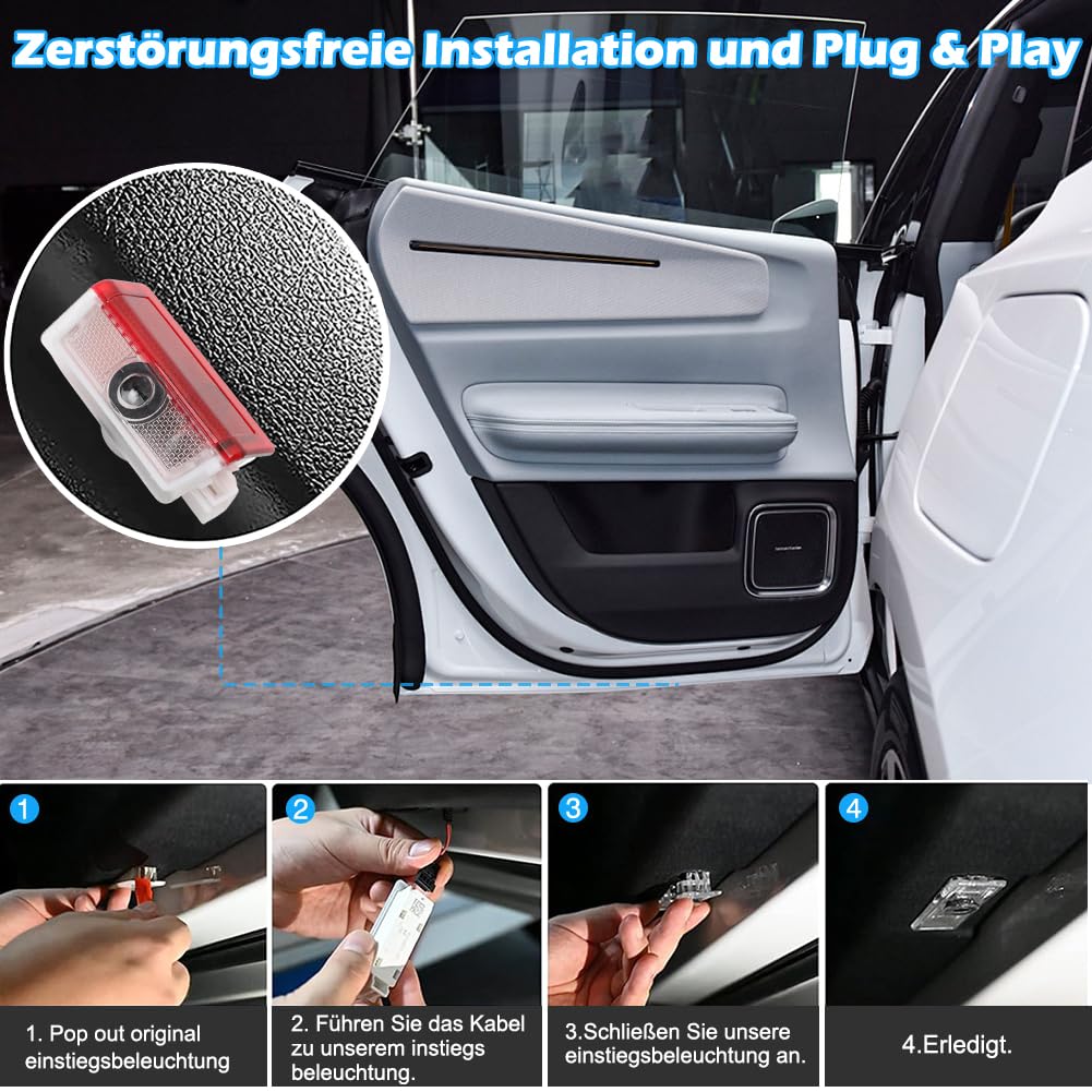 4 unidades compatibles con la puerta del coche LED proyector logo iluminación bajo el suelo coche bienvenida luz LED iluminación puerta logo proyector accesorios para A B C E M G AMG er W166 W176 W205