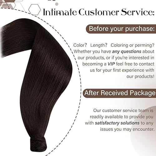 Miniatura 7 de Hetto Extensiones de cabello humano de cola de caballo color marrón #2, extensiones de cabello humano de cola de caballo de color marrón oscuro,