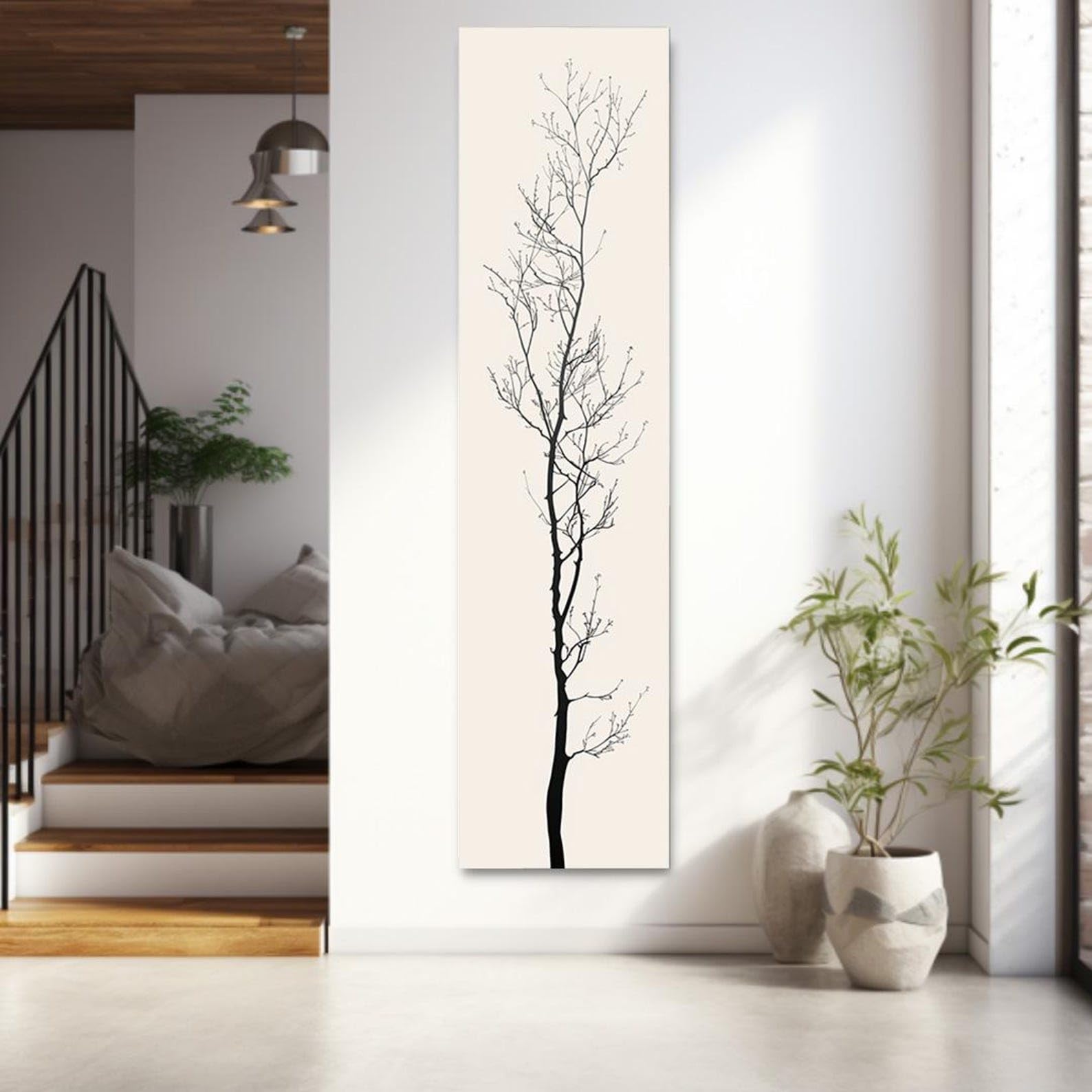 XBTYKPB Long Narrow Wall Art, Tall Narrow wall art, Tree Wall art, Long Vertical Wall Art, Large vertical Canvas art(45x135cm/Frameless)
