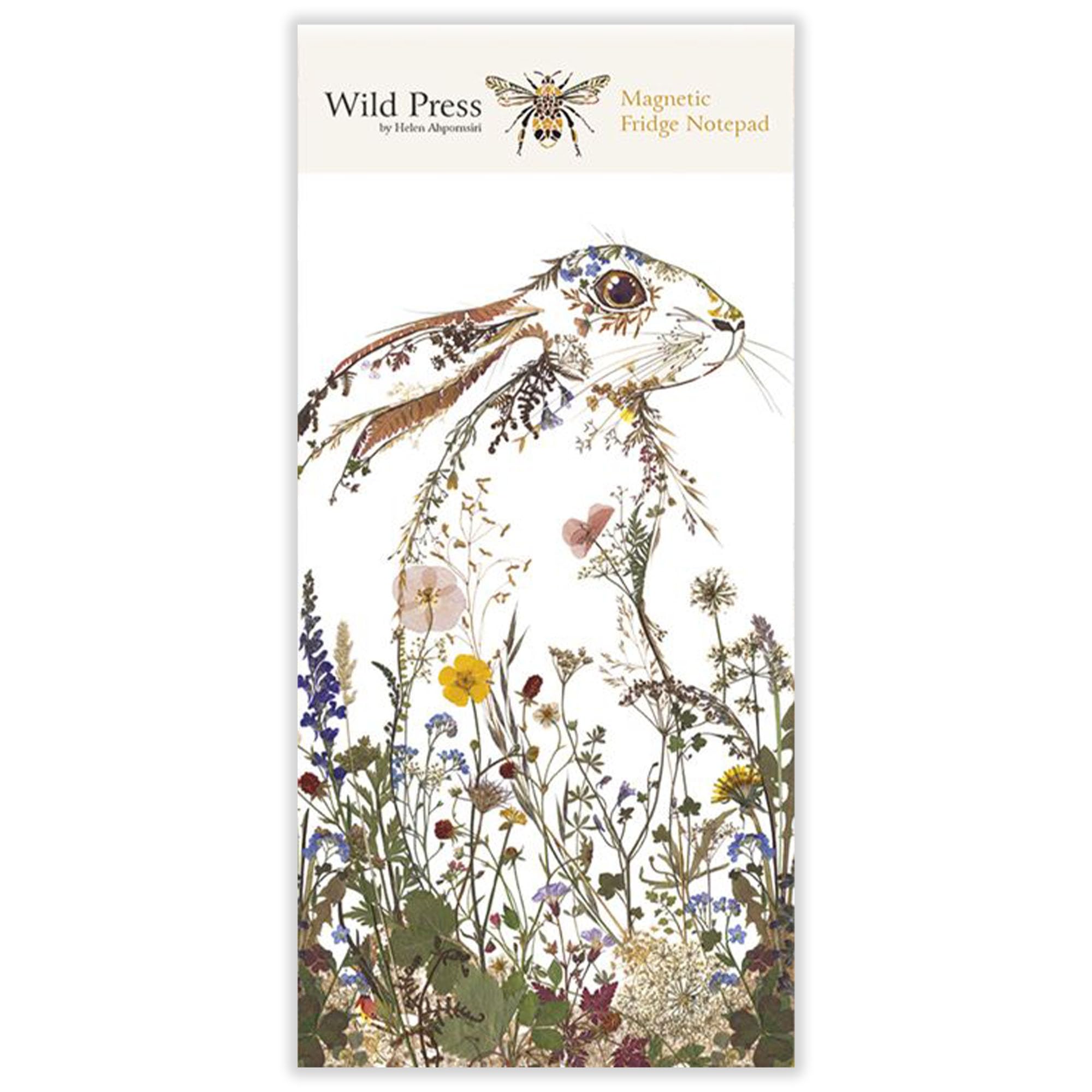 Museums & Galleries Magnetic Fridge Notepad - Helen Ahpornsiri 'Wildflower Hare' Design - Stylish Everyday Stationery