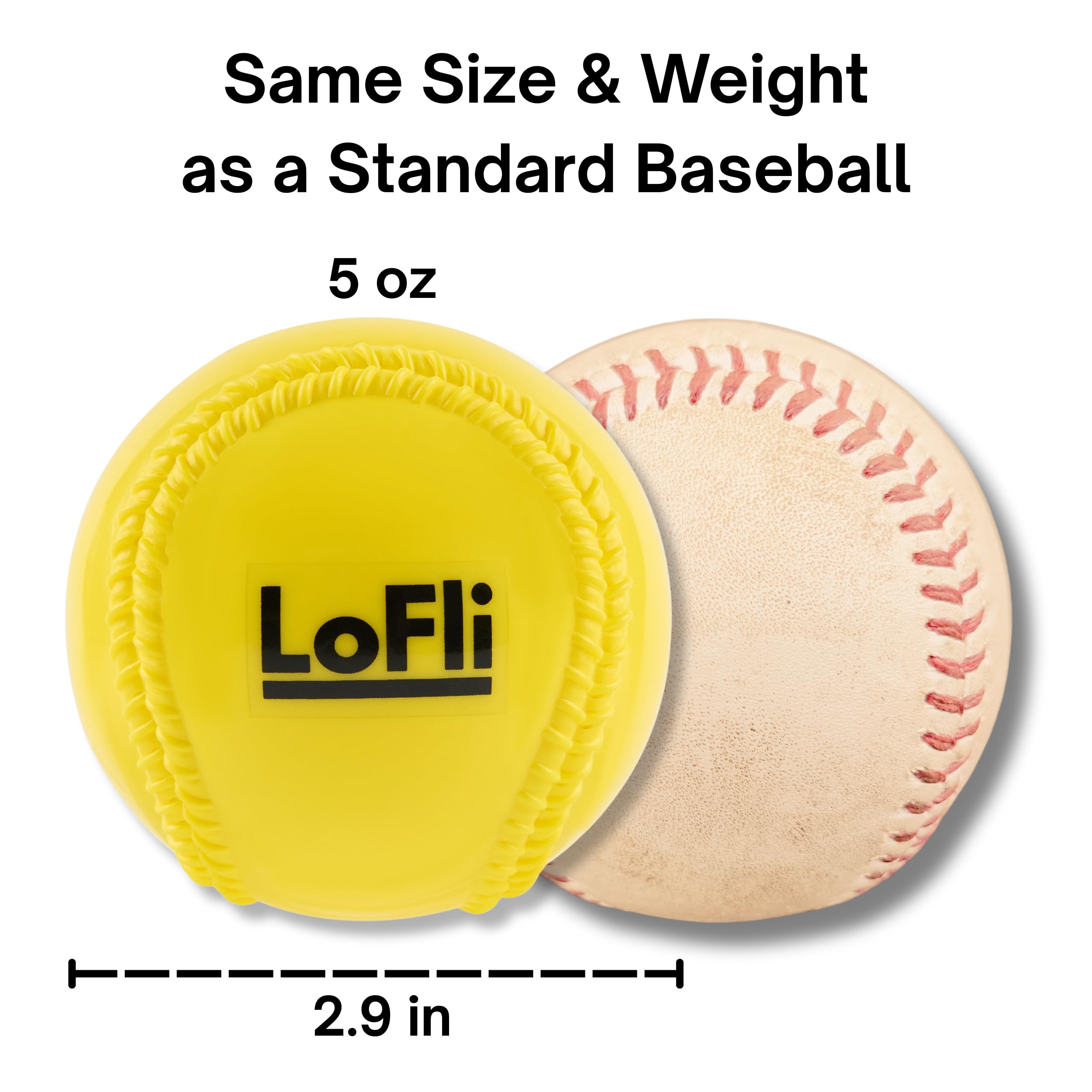 LoFli Limited-Flight Baseballs (6-Pack) – Same Size & Weight as Real Baseball – Soft, Safe, Durable & Bright for Indoor/Outdoor Use – Great for All Ages & Skill Levels