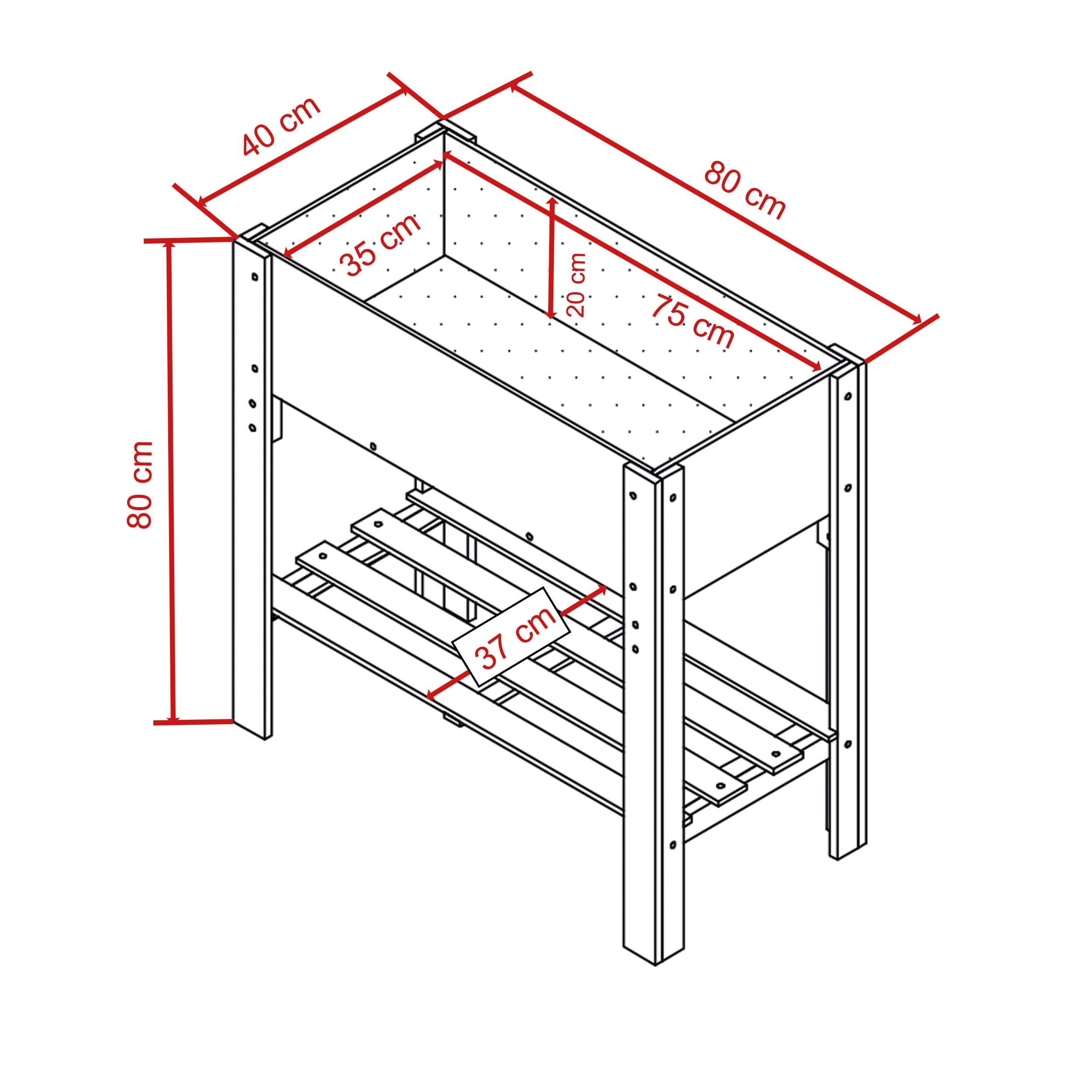 dobar® 58395e verhoogd broeibed van massief hout maat L | verhoogd bloembed met opzetstuk voor broeibed | broeibak met legplank en uitklapbare tafel | plantenbak met broeikas | 150 x 50 x