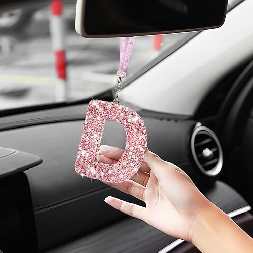 Miniatura 2 de Colorido colgante de cristal brillante accesorios de coche para mujer, bonito espejo retrovisor con diamantes de imitación, accesorios para colgar