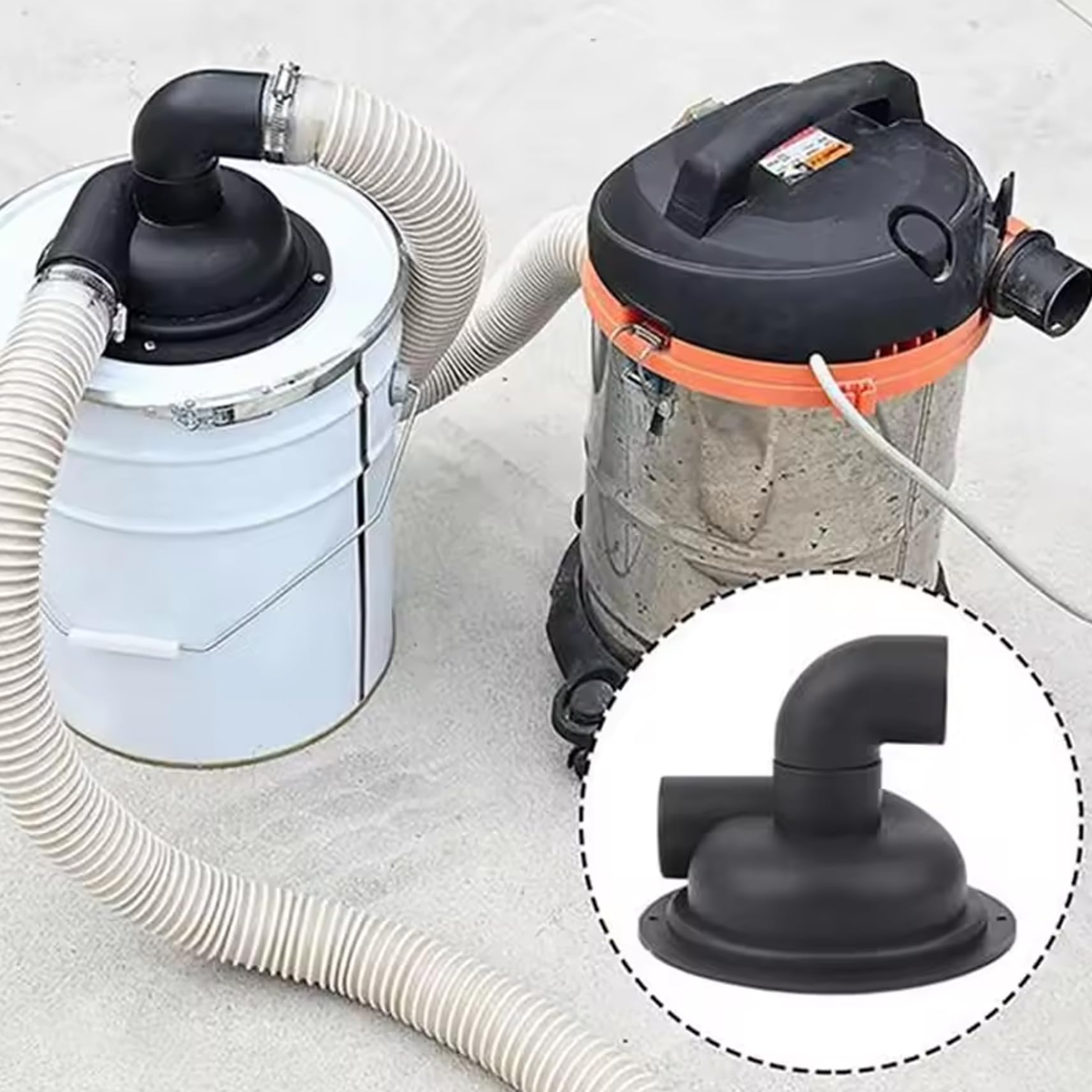 Coperchio di ciclone della polvere con gomito, coperchio del separatore nero 197mm, tappo del separatore ciclone PP pre-perforato per il sistema a vuoto, accessori per collezionisti di polvere