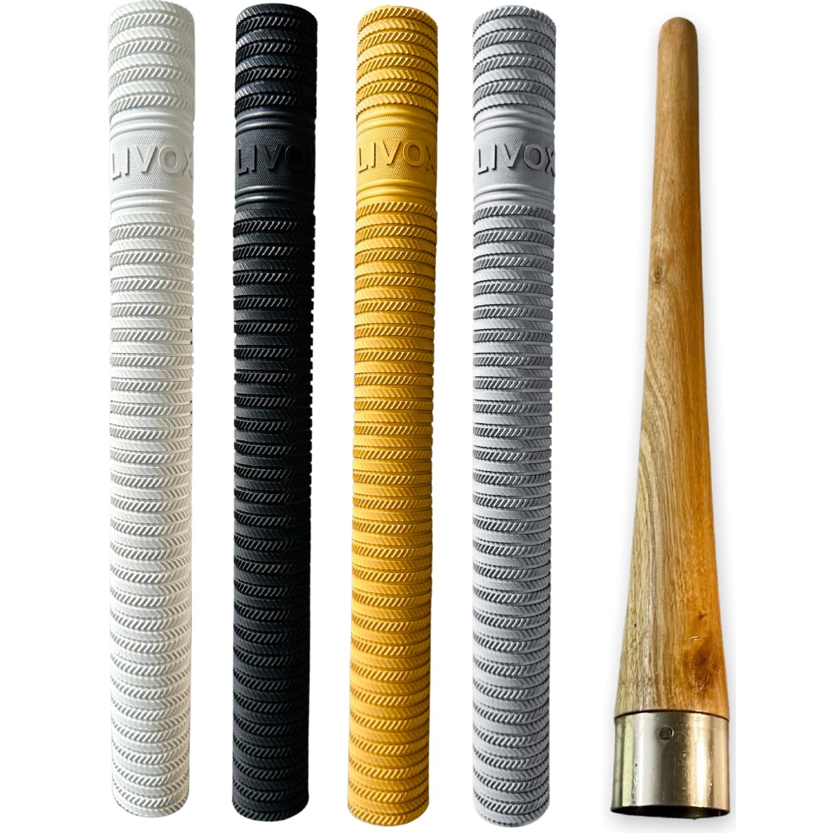LIVOX Durable Quality 4 Multiple colour Ring Texture Cricket Bat Grips With Wooden Gripper Cone for Good Comfort Ultra Tacky (Multicolors, Pack of 5) (B0C1598SVP) Amazon Price History, Amazon Price Tracker