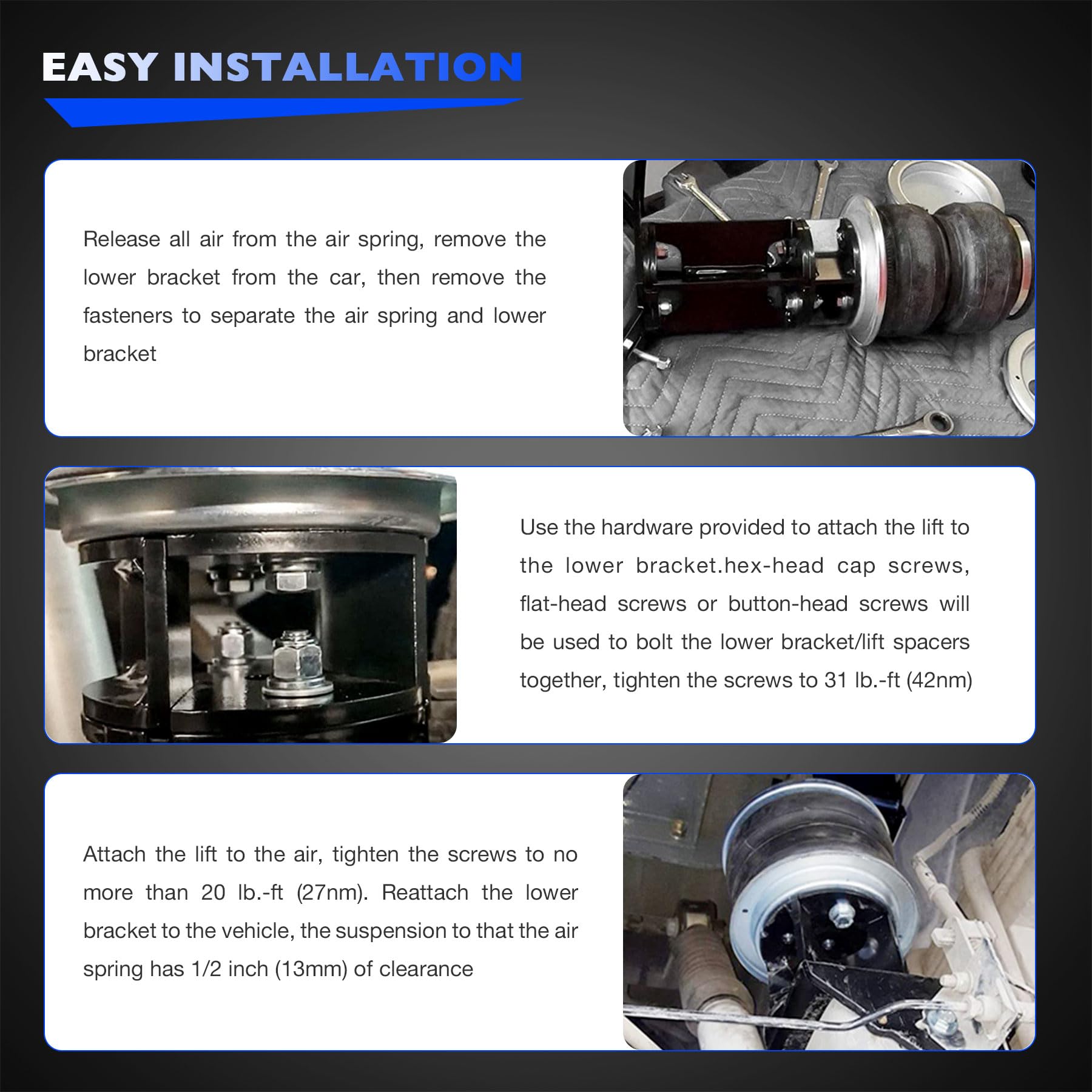 52440 4″Air Spring Lift Spacers, for All Loadlifter 5000 Series 5000 Ultimate Plus 7500 XL & Most Bellows-Style Air Springs, Replace 52140 52440 Air Lift Bag Spacer - Level Your Loads!