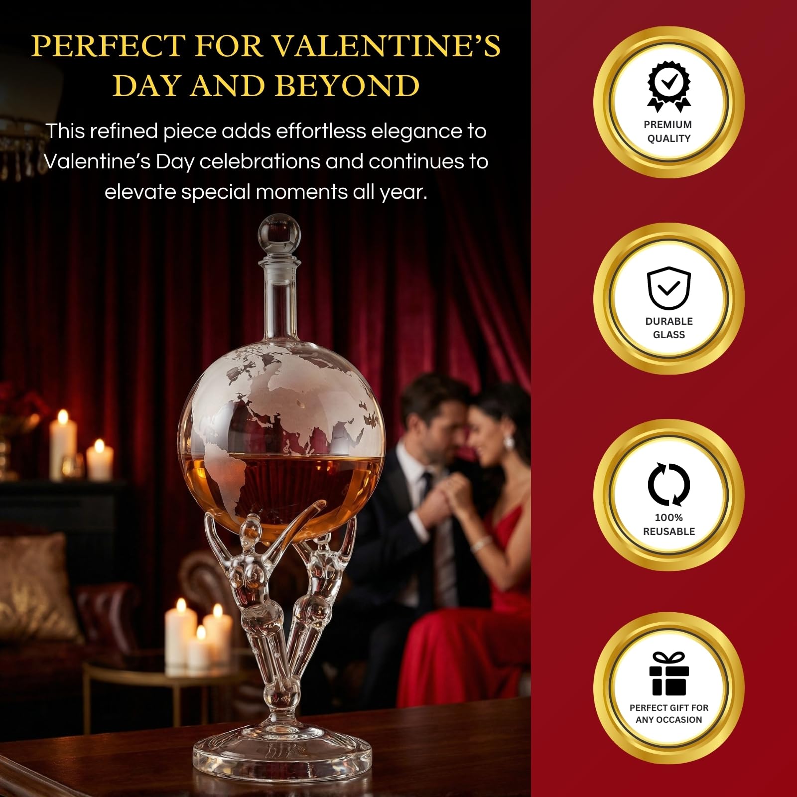 Presente Love Decanter, Decantador de Cristal Romeu e Julieta para
