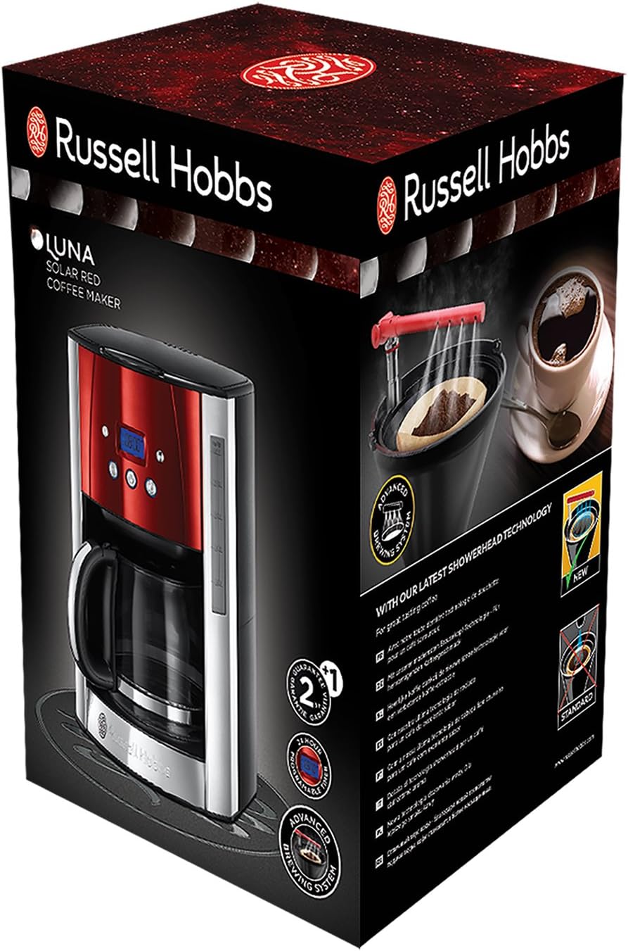 Russell Hobbs Luna Freestanding Semi-auto 1.8L 12cups Black,Red,Silver - coffee makers (Freestanding, Black, Red, Silver, Jug, Plastic, Stainless steel, LCD, Glass) image 2