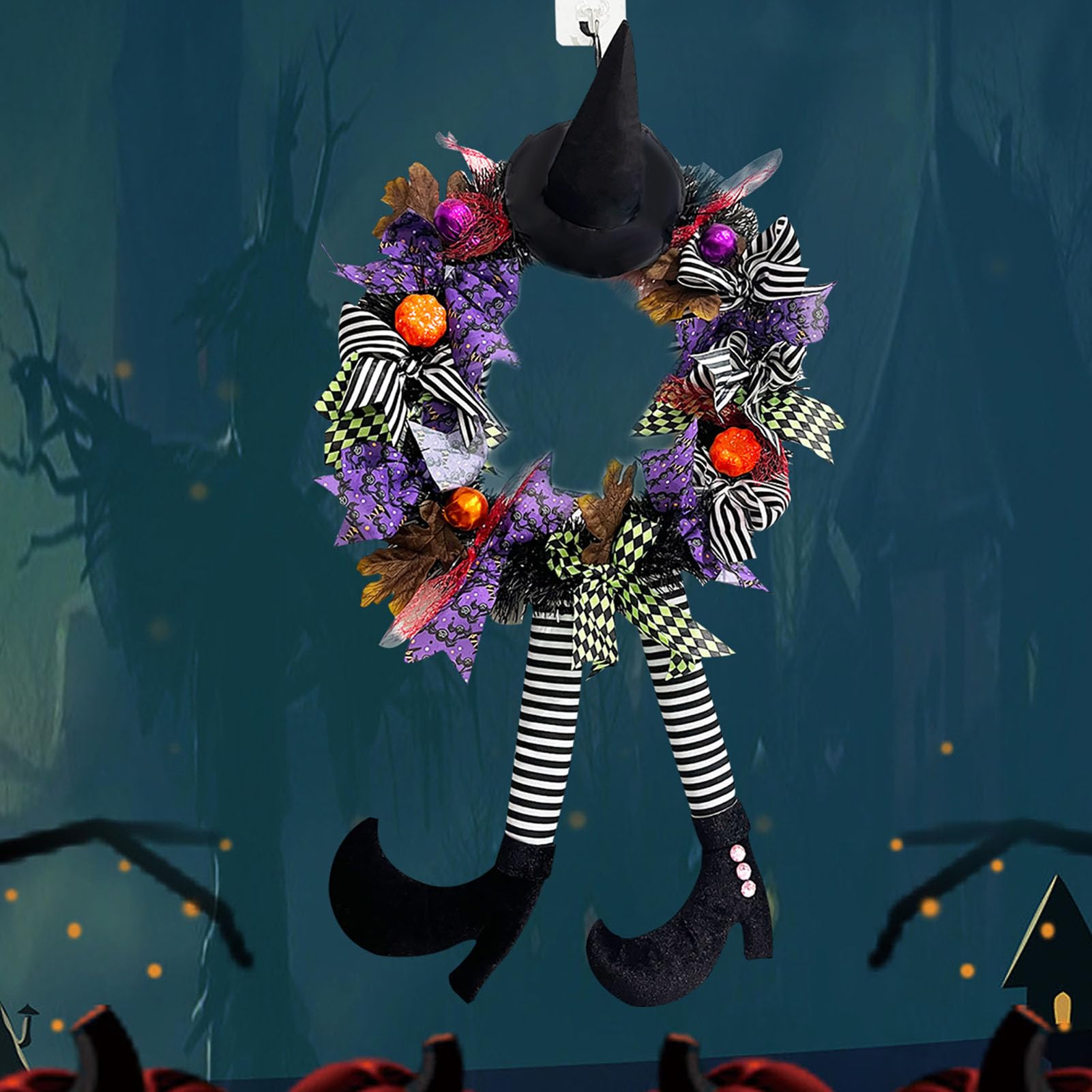 Wieniec Halloween z Kapeluszem Wiedźmy i Długimi Nogami