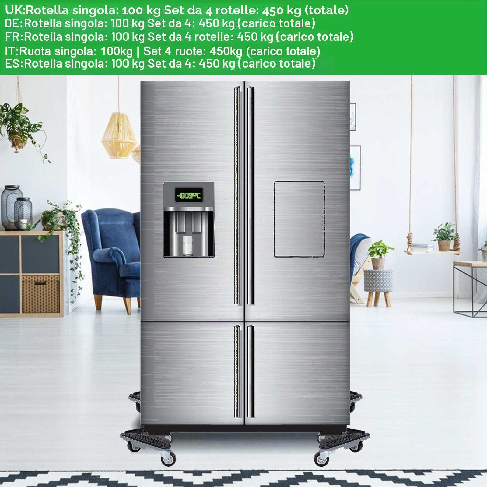 Sollevatore Mobili Pesanti 450 Kg Ruote per Spostare Mobili Pesanti Può Ruotare a 360° Set Pro Per Spostamento Mobili Applica Armadi Frigorifero Libreria