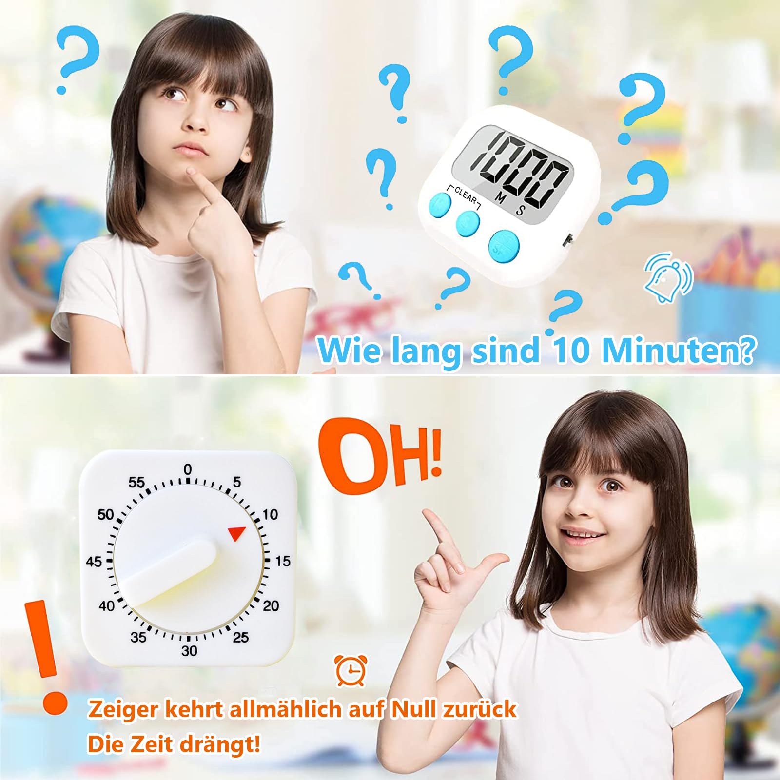4 Timer Da Cucina Digitali Colorati, Magnetici, Conto Alla Rovescia E Cronometro, Allarme Forte