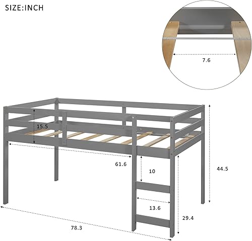 Miniatura 7 de Merax - Cama baja con armario y escritorio portátil para niños y adolescentes color gris