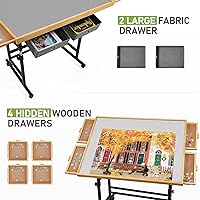Vista 4 de Mesa de rompecabezas de 1500 piezas con ruedas, con cajones y cubierta, 34.25 x 25.2 pulgadas, altura ajustable e inclinación de 45°, tablero