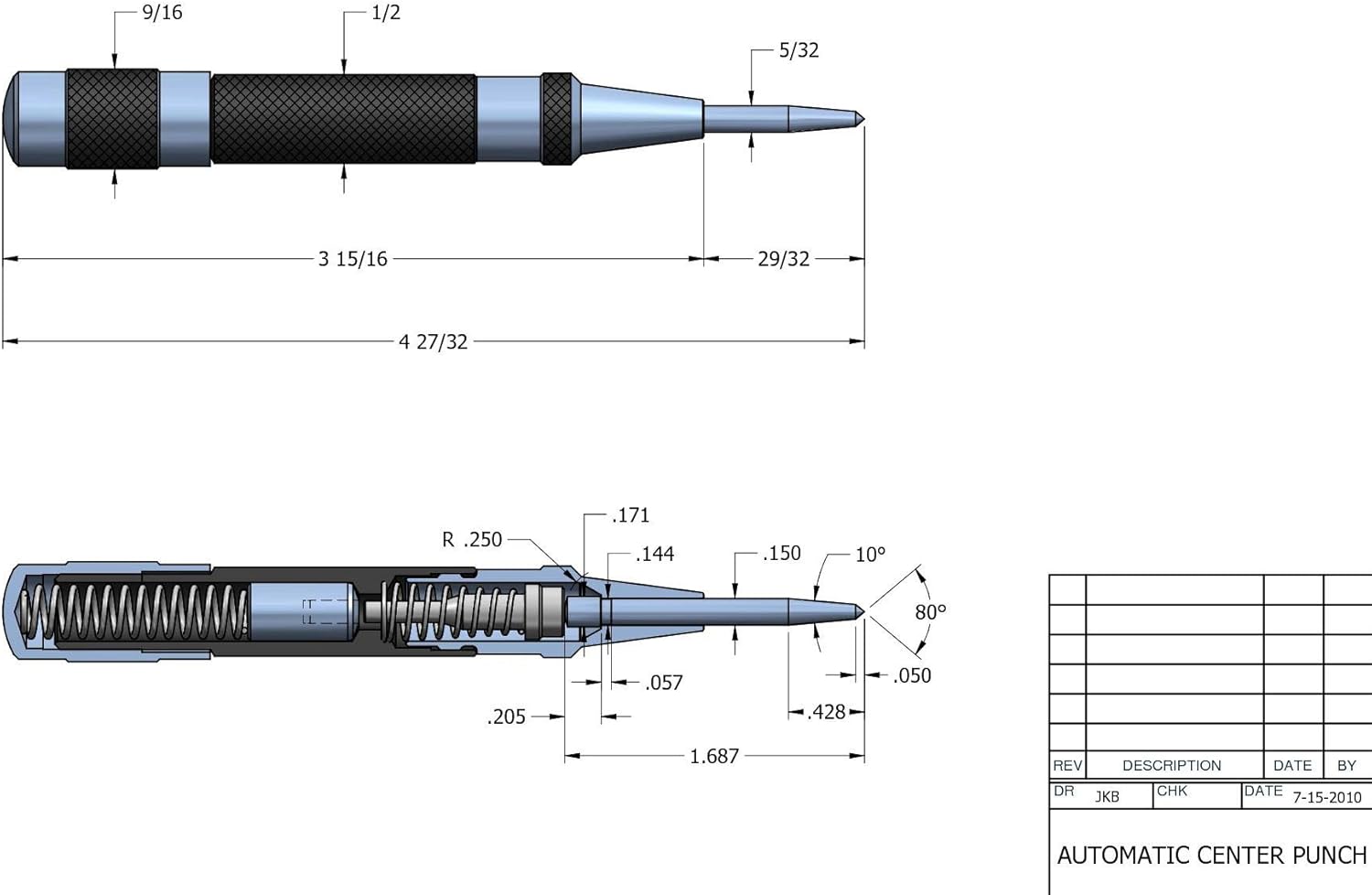 🔥 Flash Sale Starrett 18A Automatic Center Punch with Hardened Steel Metal, Universal Tool for Machinists and Carpenters with Adjustable Knurled Cap to Control Blow Force, No. 4 Graduation