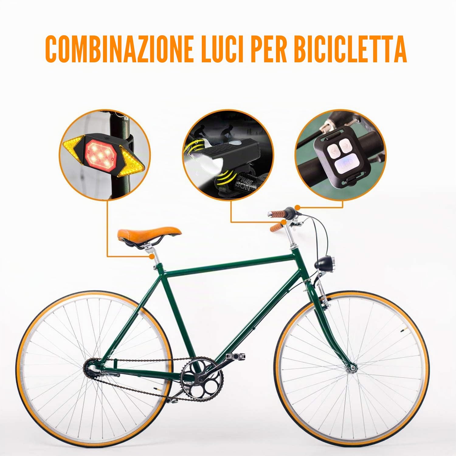 Luce posteriore della bicicletta Lampeggianti Lampeggianti Impermeabile Lampeggiante Luce di avvertimento del Freno posteriore della bicicletta con telecomando senza fili Luci posteriori per
