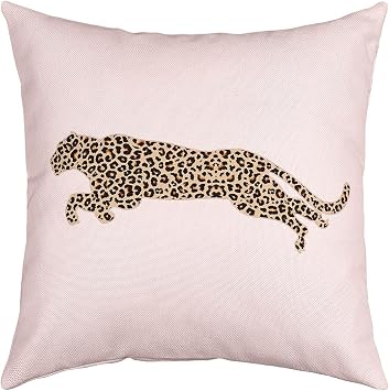 African Cheetah Throw Pillow Cover Leopard Print Safari Animal Skin Farmhouse Cushion Cover for Camper Office,Watercolor Pink Girls Room Decor Pillowcase Outdoor Pillow Cover, 1 Pack 18"x18"