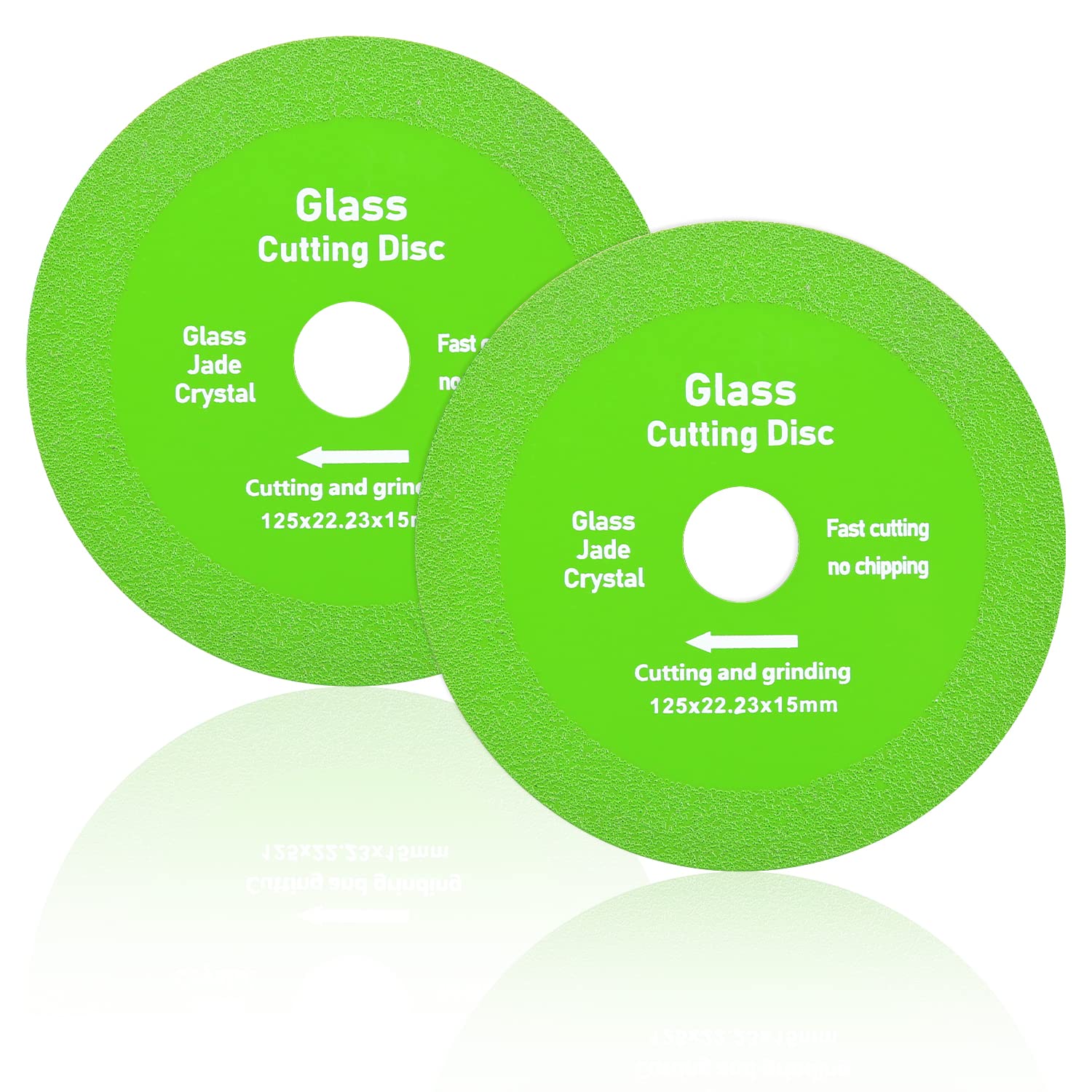 2Pcs Glass Cutting Disc for Angle Grinder, Diamond Cutting Blades Glass Cutters Tools, 1mm Ultra Thin Saw Blade Wheel Glass Ceramic Cutting and Grinding for Jade, Crystal, Bottles (5inch/125mm)