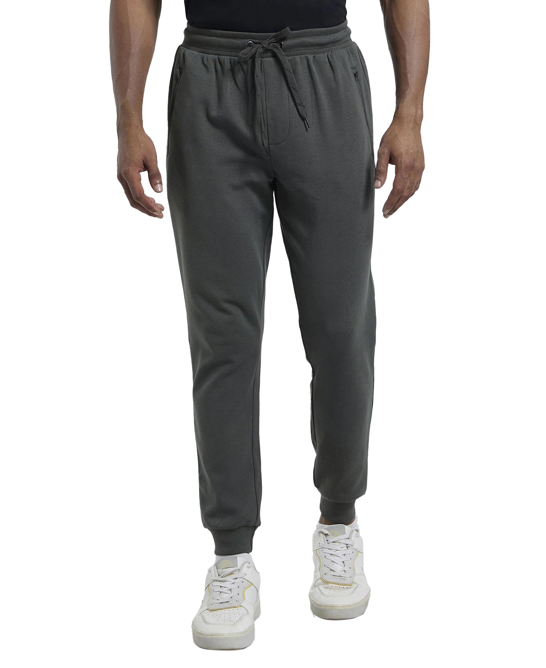 Jockey AM02 Men's Super Combed Cotton Rich Slim Fit Mid Rise Joggers with Zipper Pockets-image-22