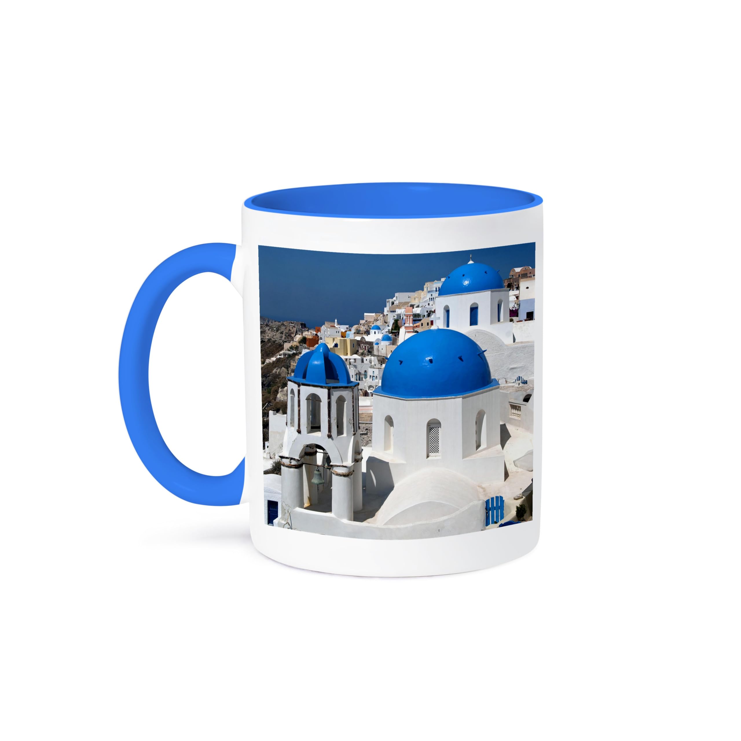 3dRose (mug_137342_6) Oia on the island of Santorini, Greece - EU12 DNY0010 - David Noyes - Two Tone Blue Mug, 11oz