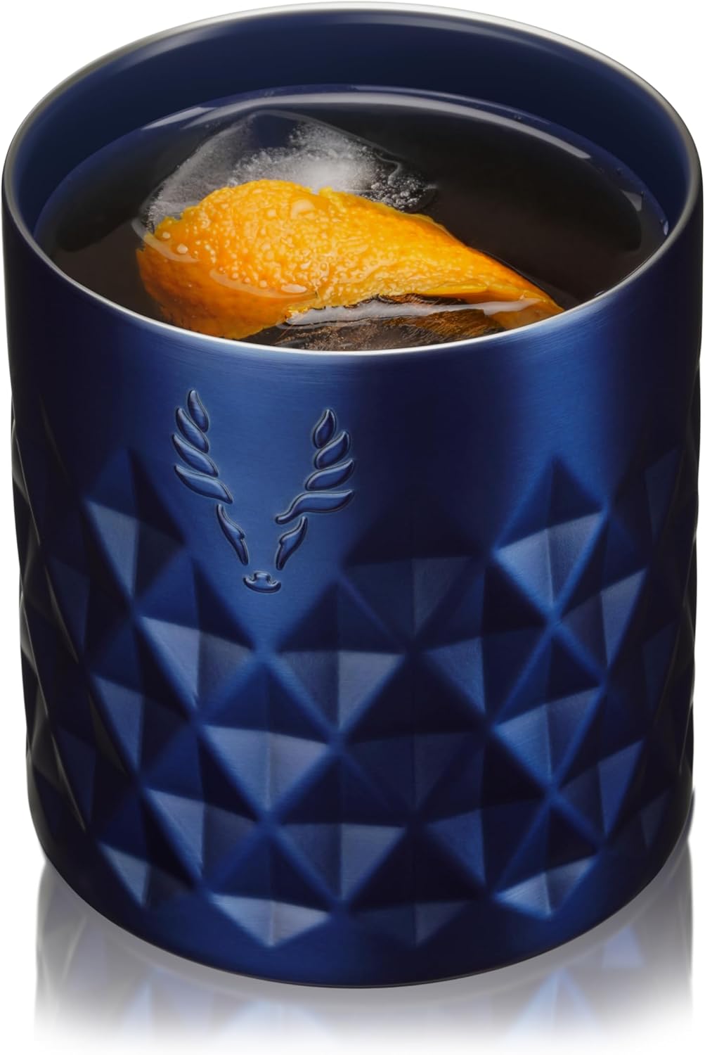 Viski Paragon Cocktail Tumbler Insulated Cocktail Cup, Insulated Ceramic Lined Rocks Tumbler, Stainless Steel Whiskey Glass Blue 12oz Set of 1 - Image 9