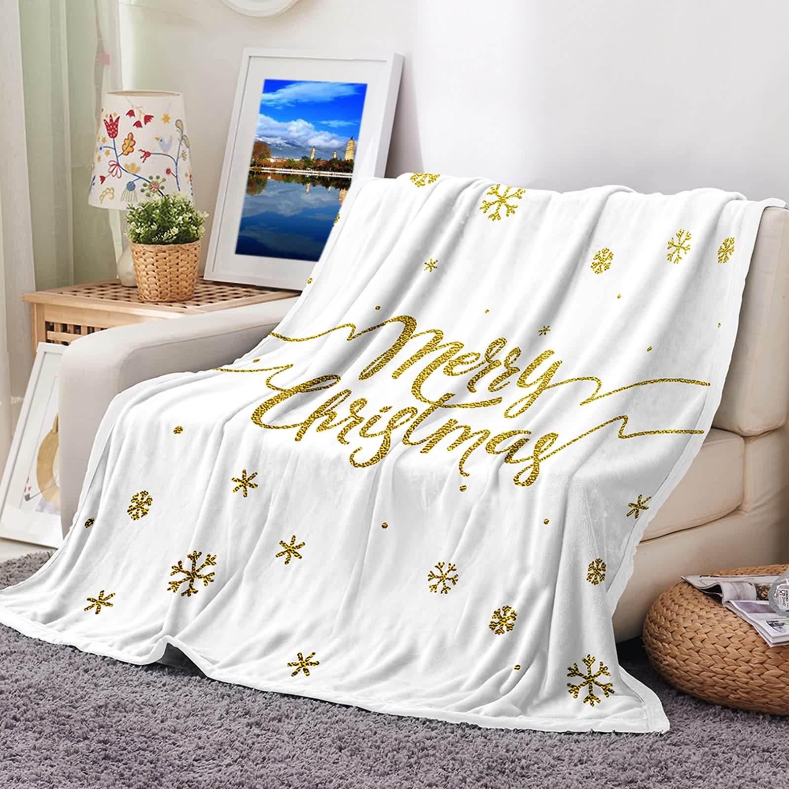 Couverture pour le lit et le canapé KnSam plaid polaire Noël 180x240