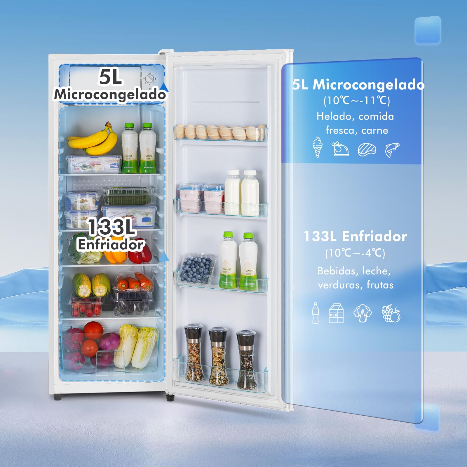 CURECURE 138L Frigorifero Congelatore Temperature Control - Dettaglio