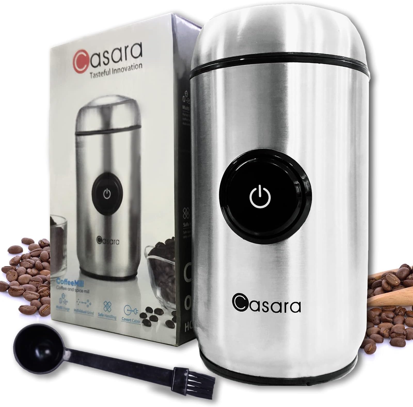Casara Coffee Grinder Electric, Spice Grinder Electric, Herb Grinder, Stainless Steel Bowl and Blade Grinder for Coffee Bean, Grains and Nuts